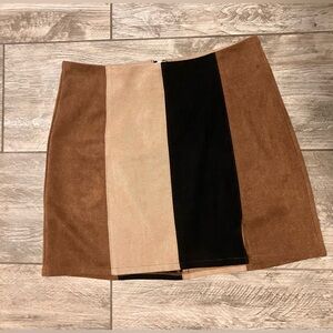 Altar'd State Tan and Black Colorblock Mini Skirt